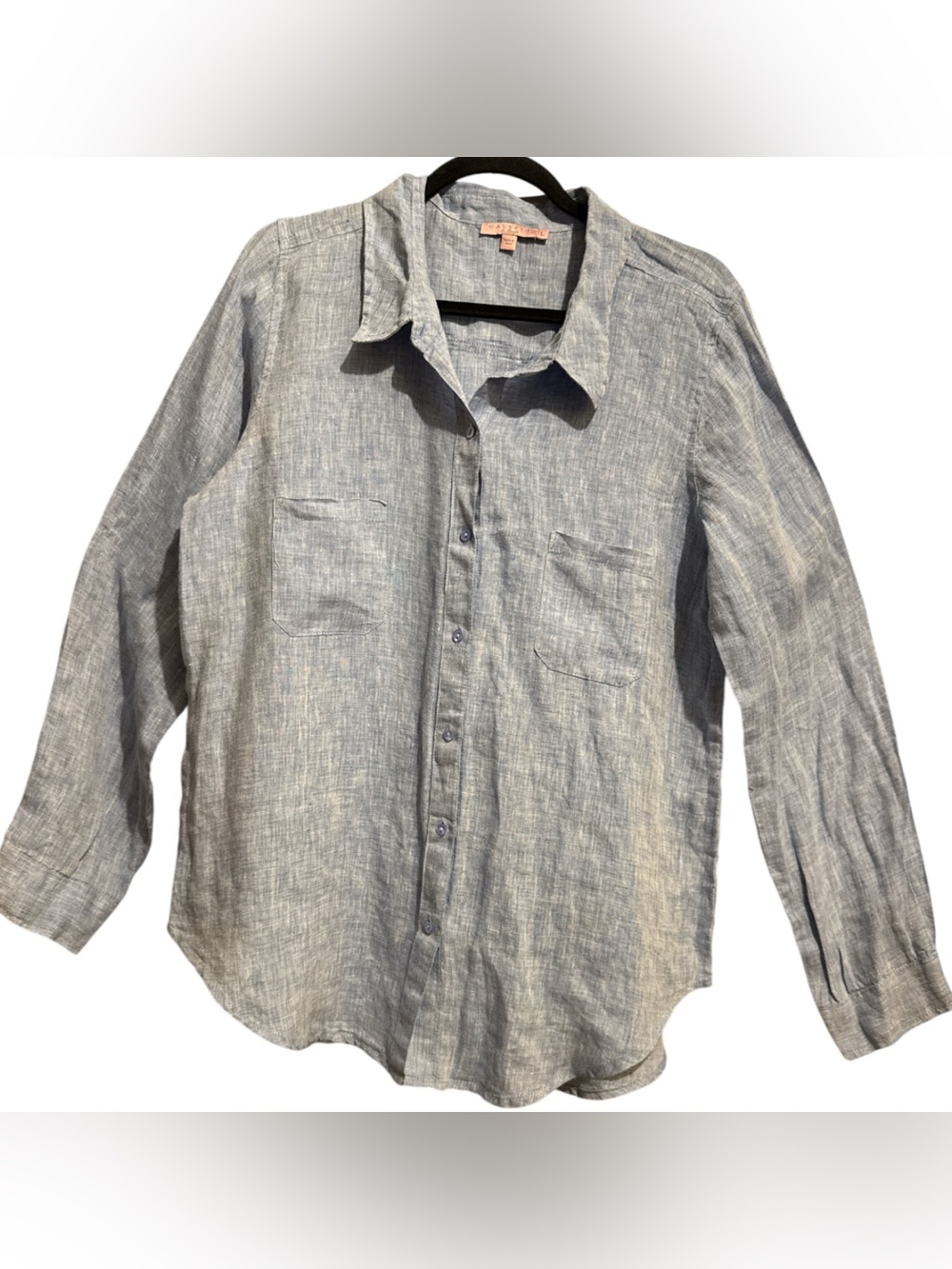 Calypso St Barth Light Blue Linen-Blend womens Button down Casual Classic L